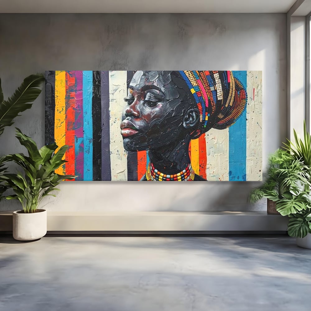 Tablou canvas cu tablou canvas cu profil de femeie, fara rama, pe sasiu de lemn